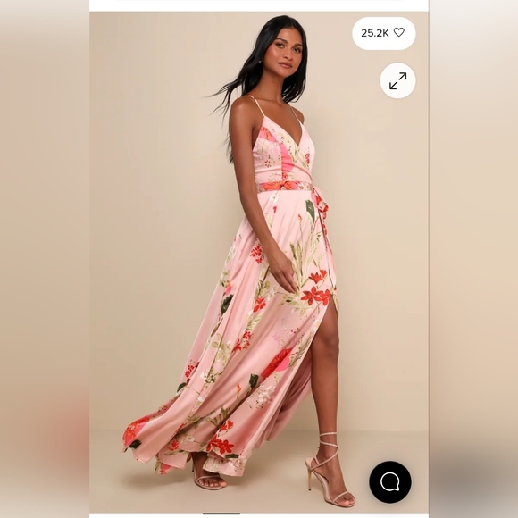Lulus Dresses & Skirts - Still the One Blush Pink Floral Print Satin Maxi Dress